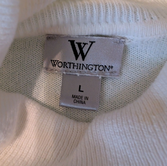 Worthington Womens Long Sleeve Turtleneck Sweater Cream Size L - Picture 4 of 5